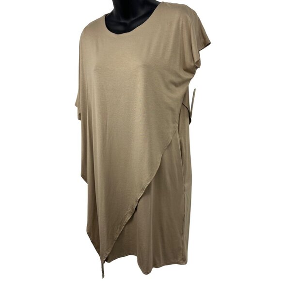 Ten Tomorrow Sienna Asymmetrical Blouse Tunic Cocoa XS Extra Small Stretch New - Picture 5 of 9